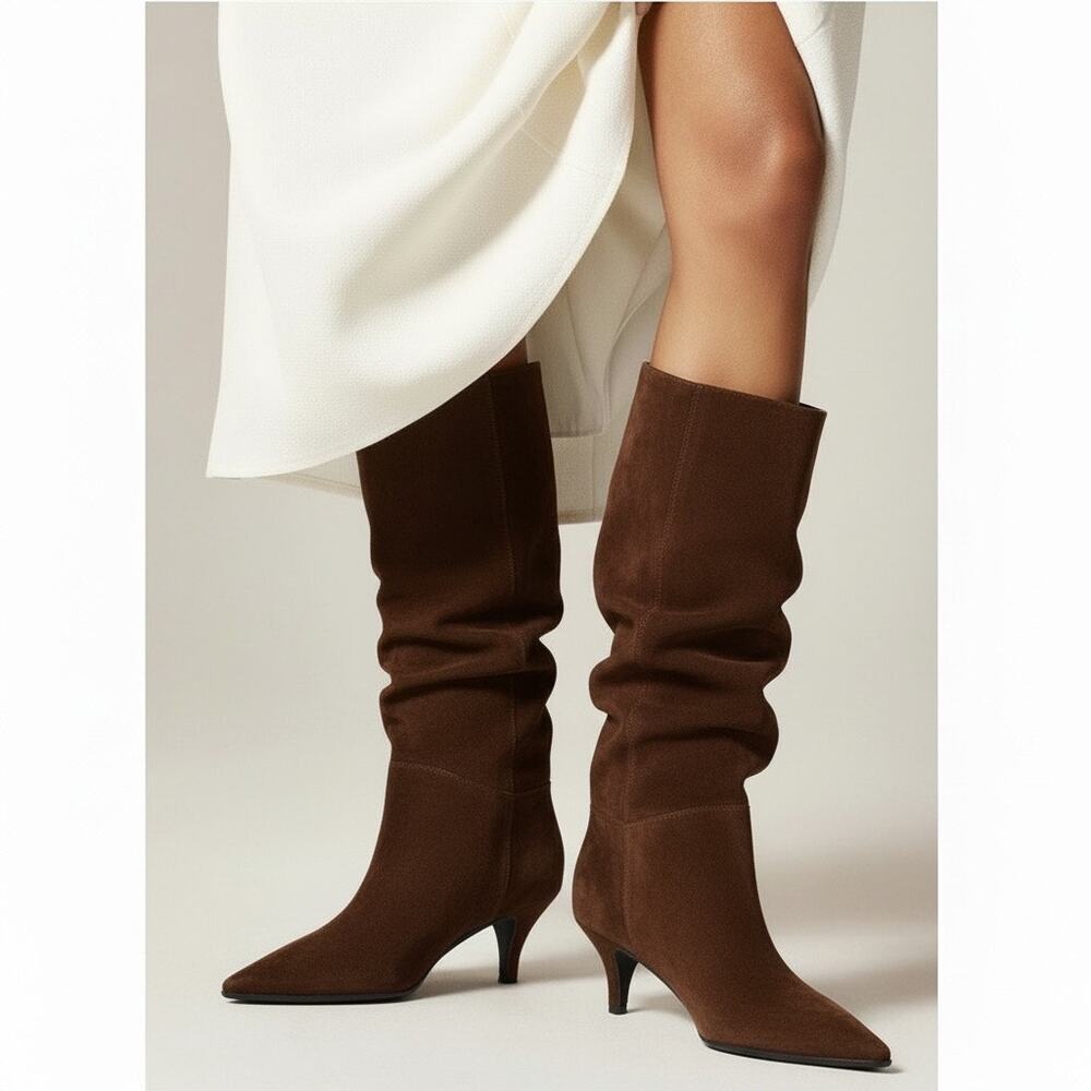 J. Crew Women's Stevie Knee-High Pull-On Boots in Suede Brown Size 10.5 NWOB